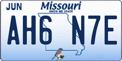 MO license plate AH6N7E