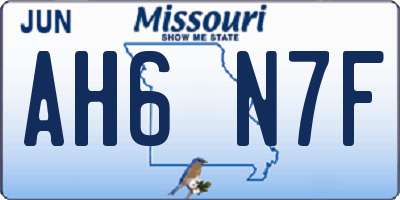 MO license plate AH6N7F
