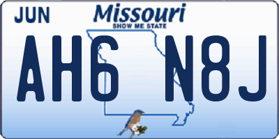 MO license plate AH6N8J