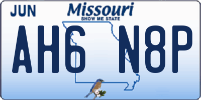 MO license plate AH6N8P