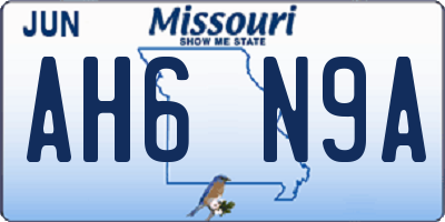 MO license plate AH6N9A