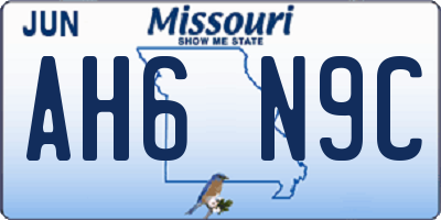 MO license plate AH6N9C