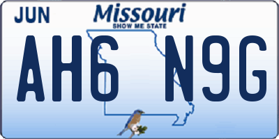MO license plate AH6N9G