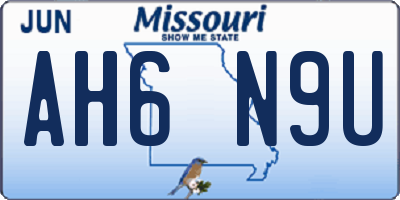 MO license plate AH6N9U