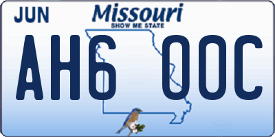 MO license plate AH6O0C