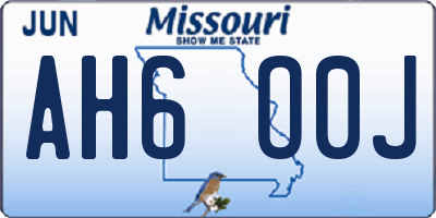 MO license plate AH6O0J