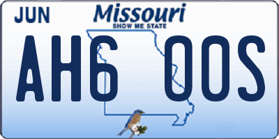 MO license plate AH6O0S