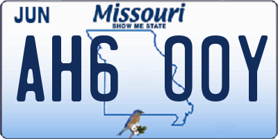 MO license plate AH6O0Y
