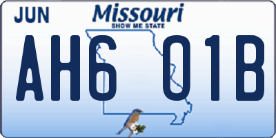 MO license plate AH6O1B