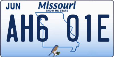MO license plate AH6O1E