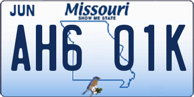 MO license plate AH6O1K