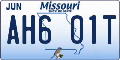 MO license plate AH6O1T