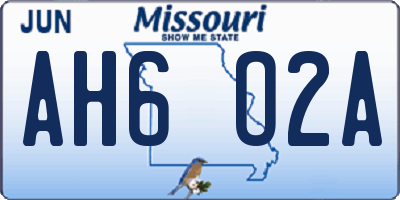 MO license plate AH6O2A