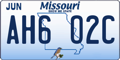 MO license plate AH6O2C