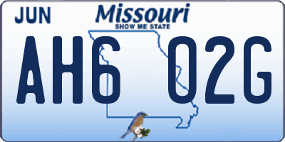 MO license plate AH6O2G