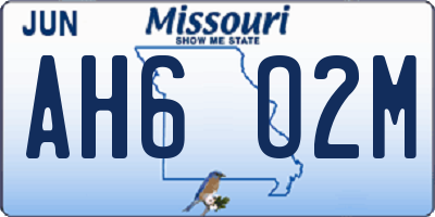 MO license plate AH6O2M