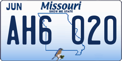MO license plate AH6O2O