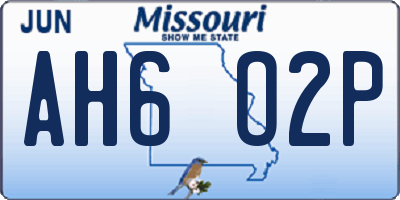 MO license plate AH6O2P