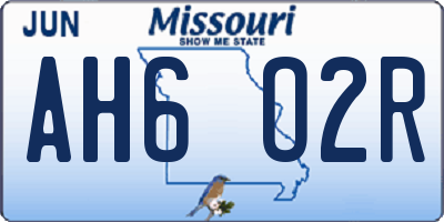 MO license plate AH6O2R
