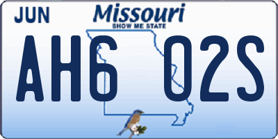 MO license plate AH6O2S