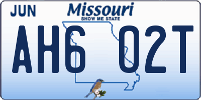MO license plate AH6O2T