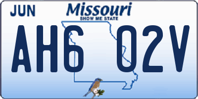 MO license plate AH6O2V