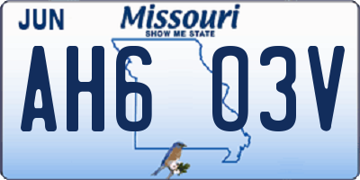 MO license plate AH6O3V