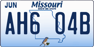MO license plate AH6O4B