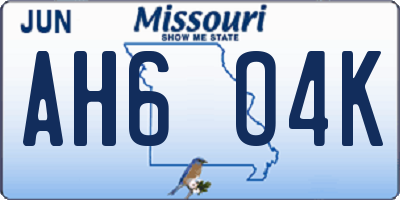 MO license plate AH6O4K