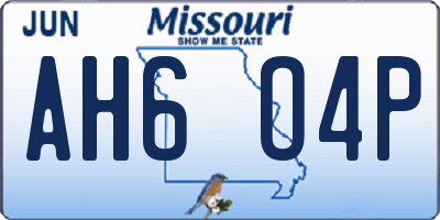 MO license plate AH6O4P