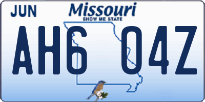 MO license plate AH6O4Z