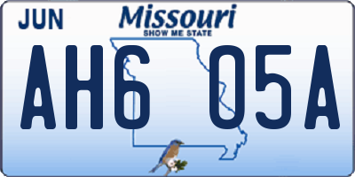 MO license plate AH6O5A