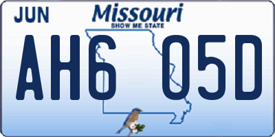 MO license plate AH6O5D