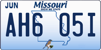 MO license plate AH6O5I