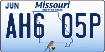 MO license plate AH6O5P