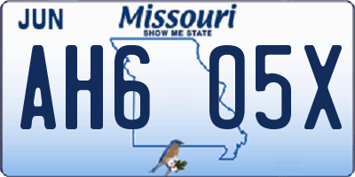 MO license plate AH6O5X