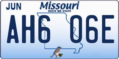 MO license plate AH6O6E
