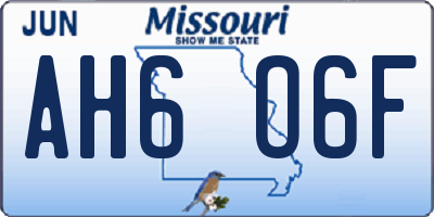 MO license plate AH6O6F