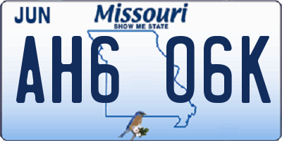 MO license plate AH6O6K