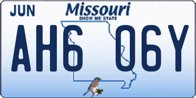 MO license plate AH6O6Y