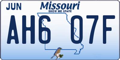 MO license plate AH6O7F