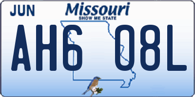MO license plate AH6O8L