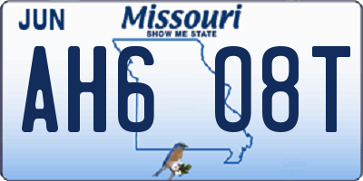 MO license plate AH6O8T