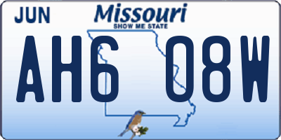 MO license plate AH6O8W