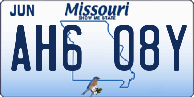 MO license plate AH6O8Y