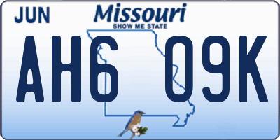 MO license plate AH6O9K
