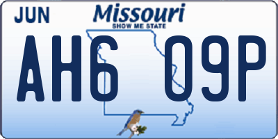 MO license plate AH6O9P