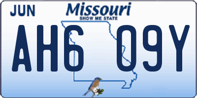 MO license plate AH6O9Y