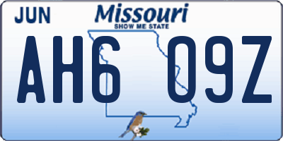MO license plate AH6O9Z