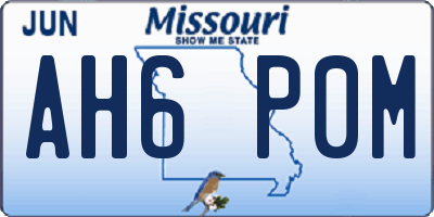 MO license plate AH6P0M